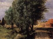 Adolph von Menzel Building Site with Meadow oil